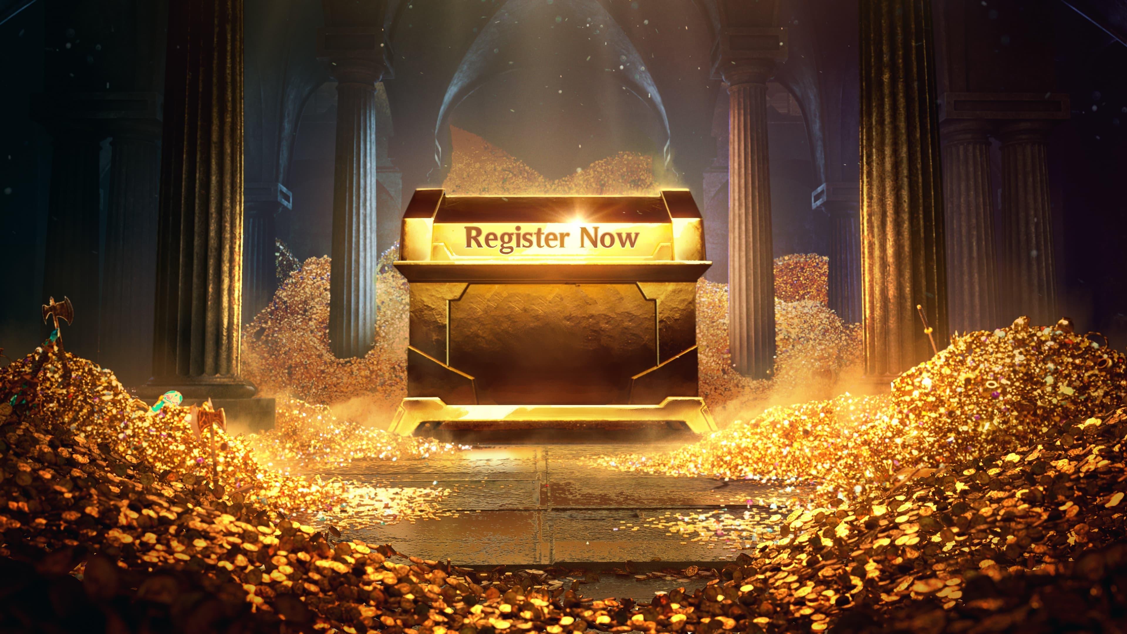 treasure chest in a room full of treasure